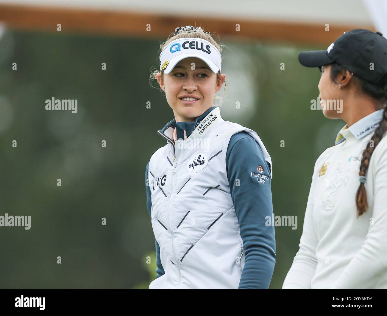 West Caldwell, NJ, États-Unis.7 octobre 2021.Nelly Korda des États-Unis pendant la LPGA Cognizant Founders Cup au parcours de golf de Mountain Ridge à West Caldwell, NJ. Mike Langish/Cal Sport Media.Crédit : csm/Alay Live News Banque D'Images