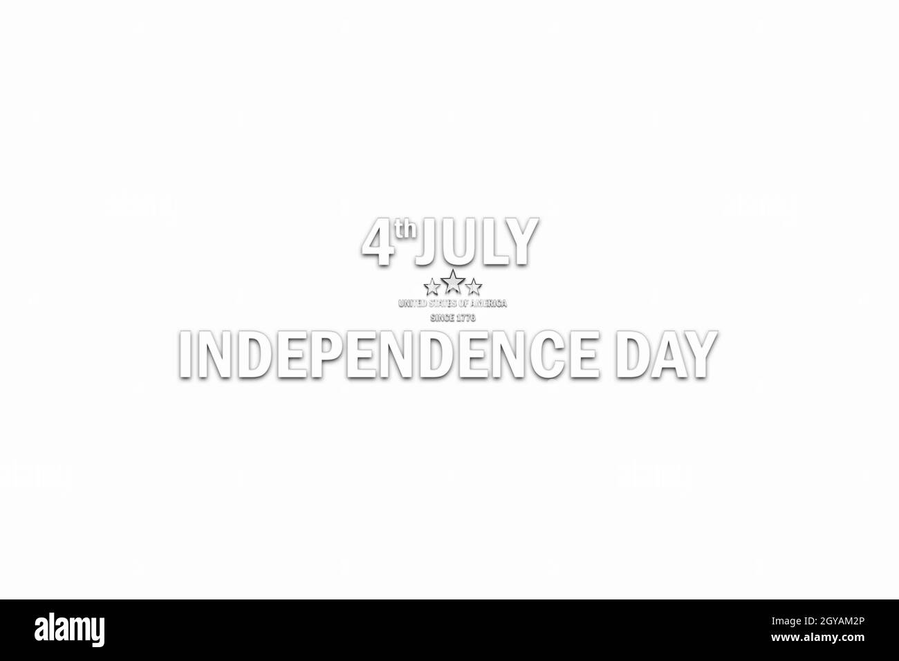 4 juillet, signe de texte de l'indépendance sur fond blanc Banque D'Images