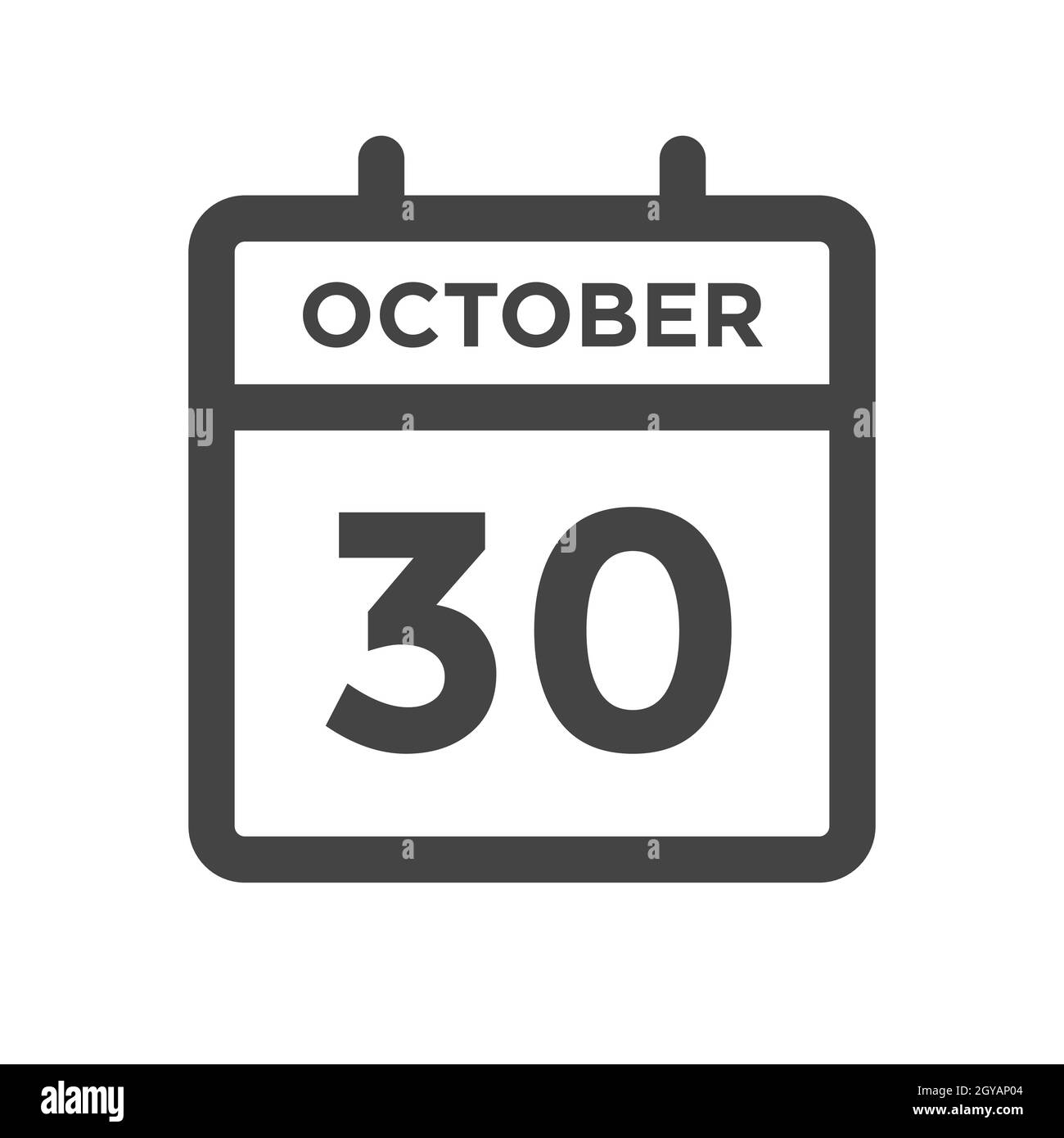 Octobre 30 jour civil ou date de calendrier pour la date limite et la date de rendez-vous Illustration de Vecteur