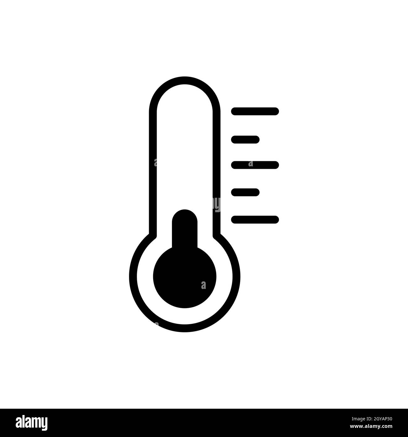 Icône de glyphe de vecteur de thermomètre. Signe de météorologie. Symbole graphique pour le site Web et les applications de voyage, de tourisme et de météo, design, logo, application, interface utilisateur Banque D'Images