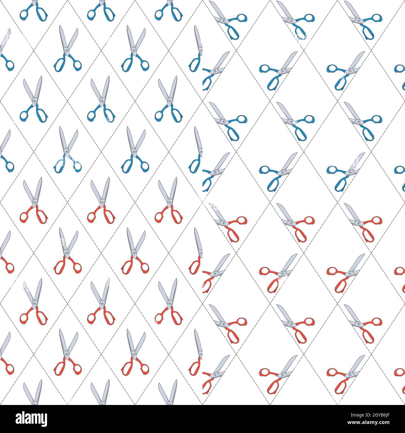 Ensemble de motifs colorés avec ciseaux et ligne de coupe.Arrière-plan transparent à quatre vecteurs. Illustration de Vecteur