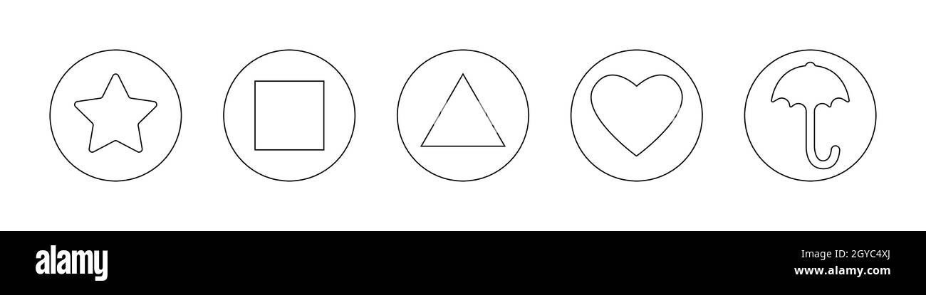 Pains de miel de sucre de Dalgona, bonbons éponge, ppopgi ou bbopki.En-cas traditionnels coréens avec des timbres en forme d'étoile, de carré, de triangle, de coeur, de parapluie.Illustration vectorielle.Contour modifiable. Illustration de Vecteur