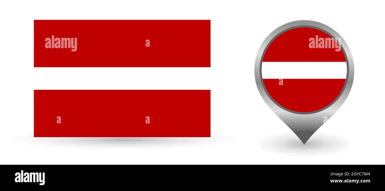 Drapeau vectoriel Lettonie.Point de localisation avec drapeau Lettonie à l'intérieur. Illustration de Vecteur