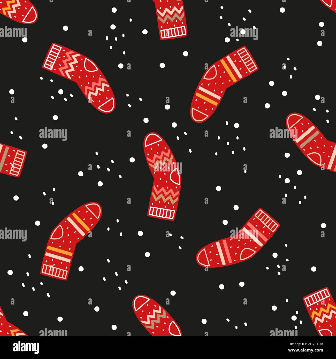 Motif vectoriel sans couture.Chaussettes rouges sur fond noir Illustration de Vecteur
