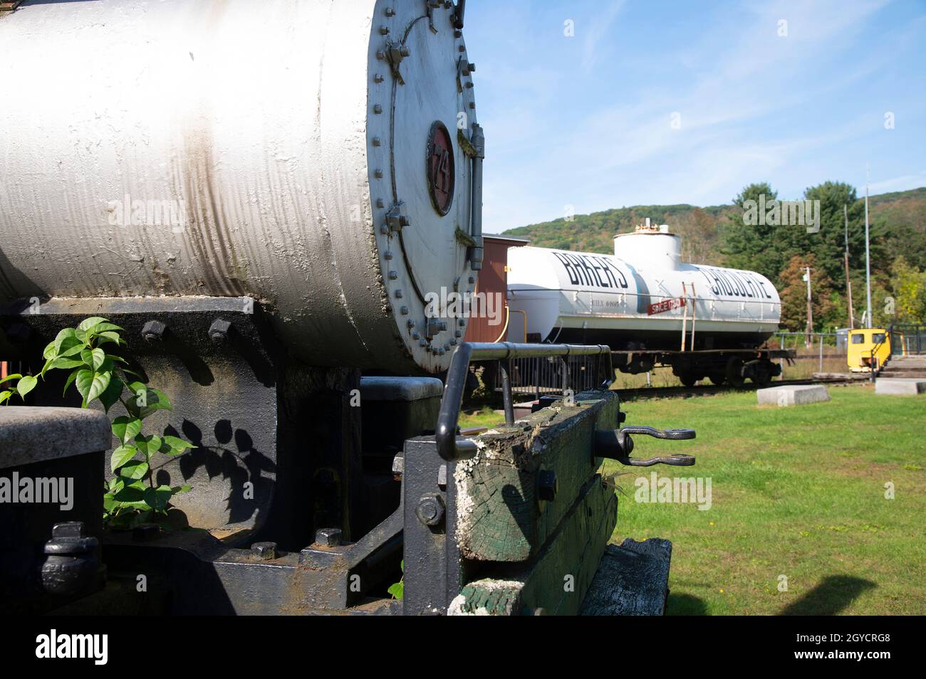 La gare et le musée de Chester, Chester, Massachusetts.Un wagon Baker's Chocolate Banque D'Images
