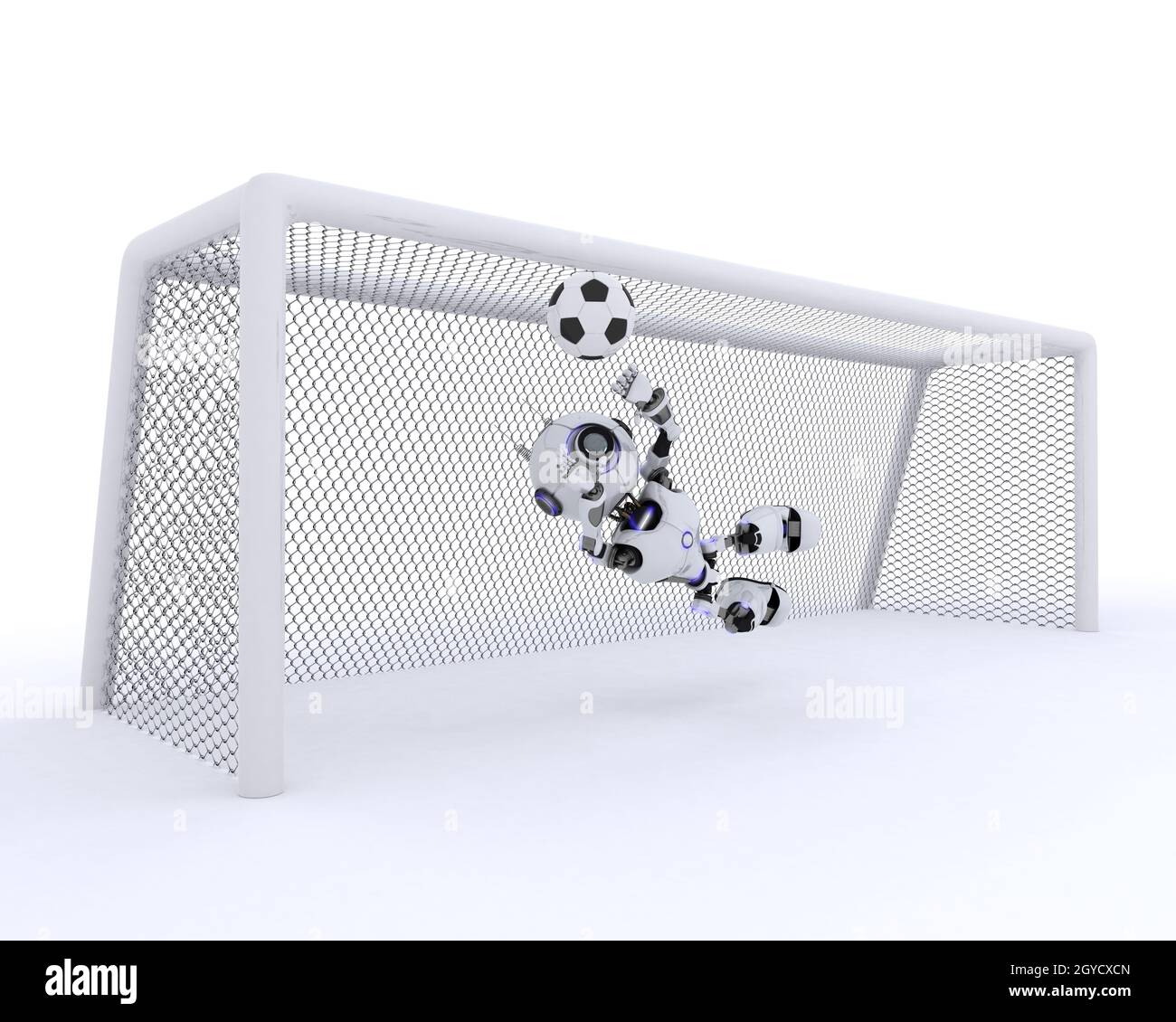 3D Render of a Robot playing football Banque D'Images