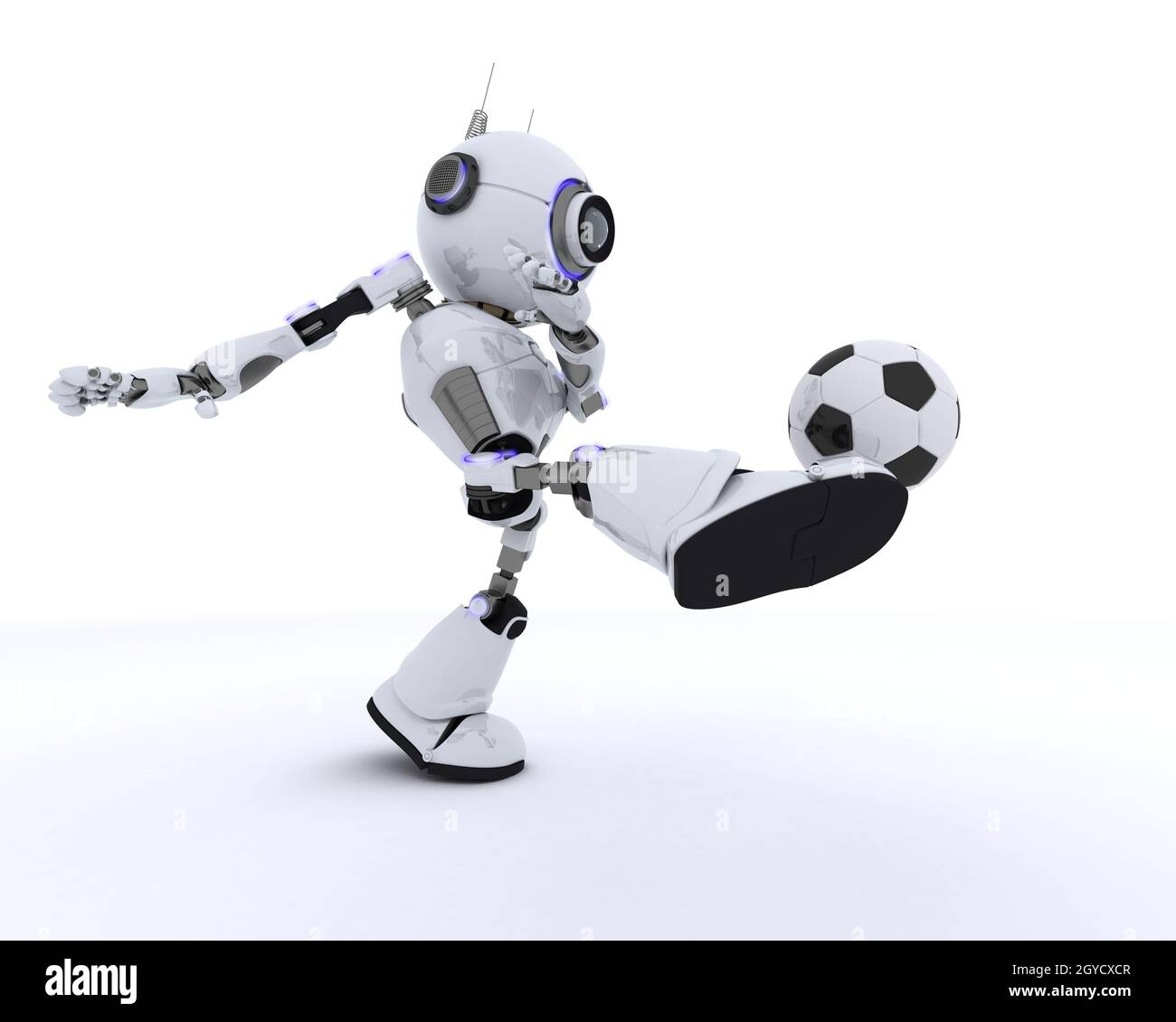 3D Render of a Robot playing football Banque D'Images