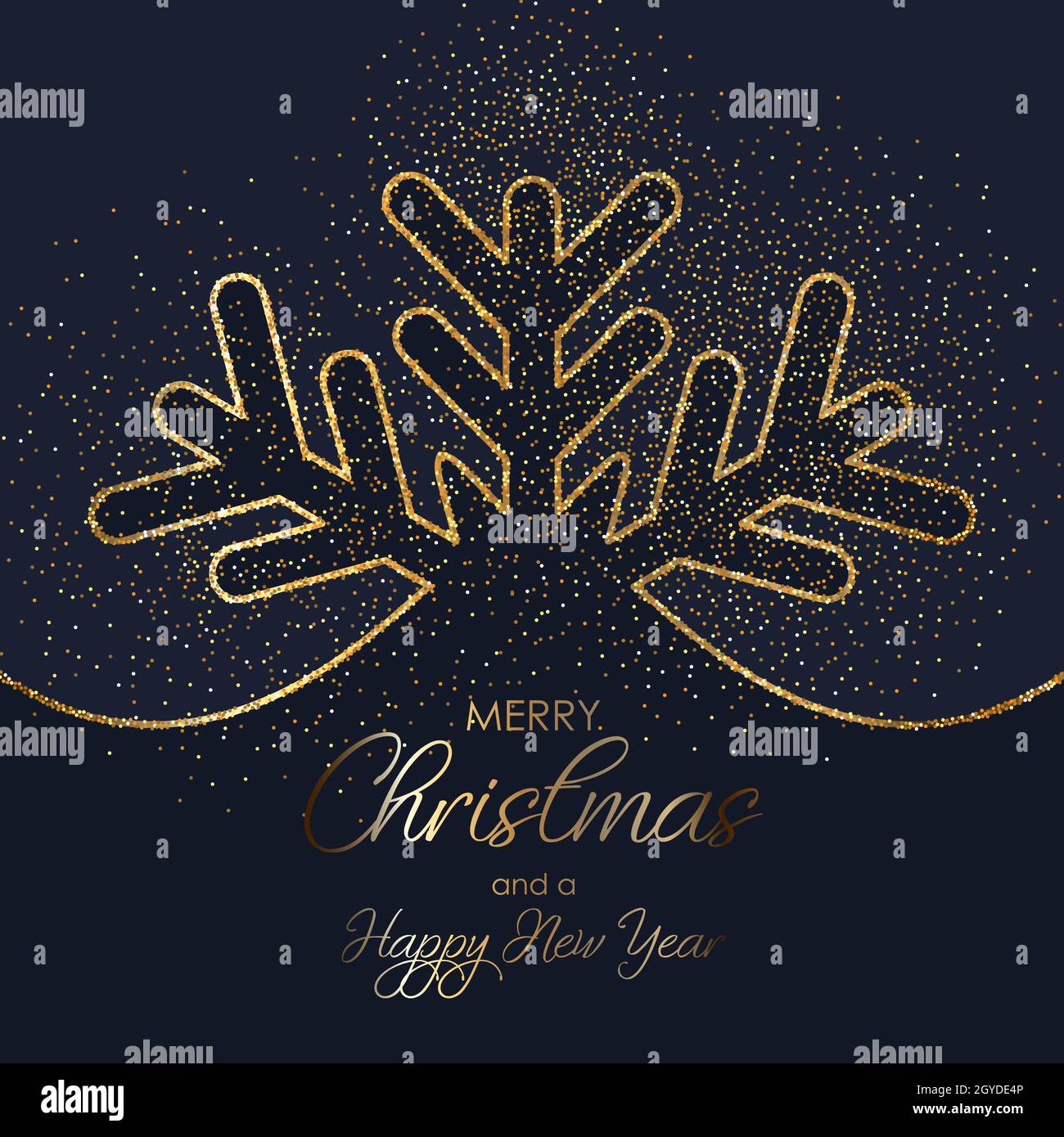 Fond de Noël orné d'un motif flocons de neige dorés scintillants Banque D'Images