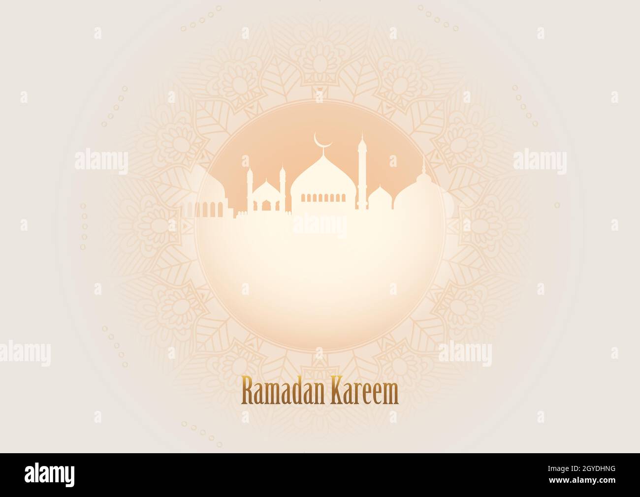 Ramadan Kareem fond avec paysage de mosquée et design de mandala Banque D'Images