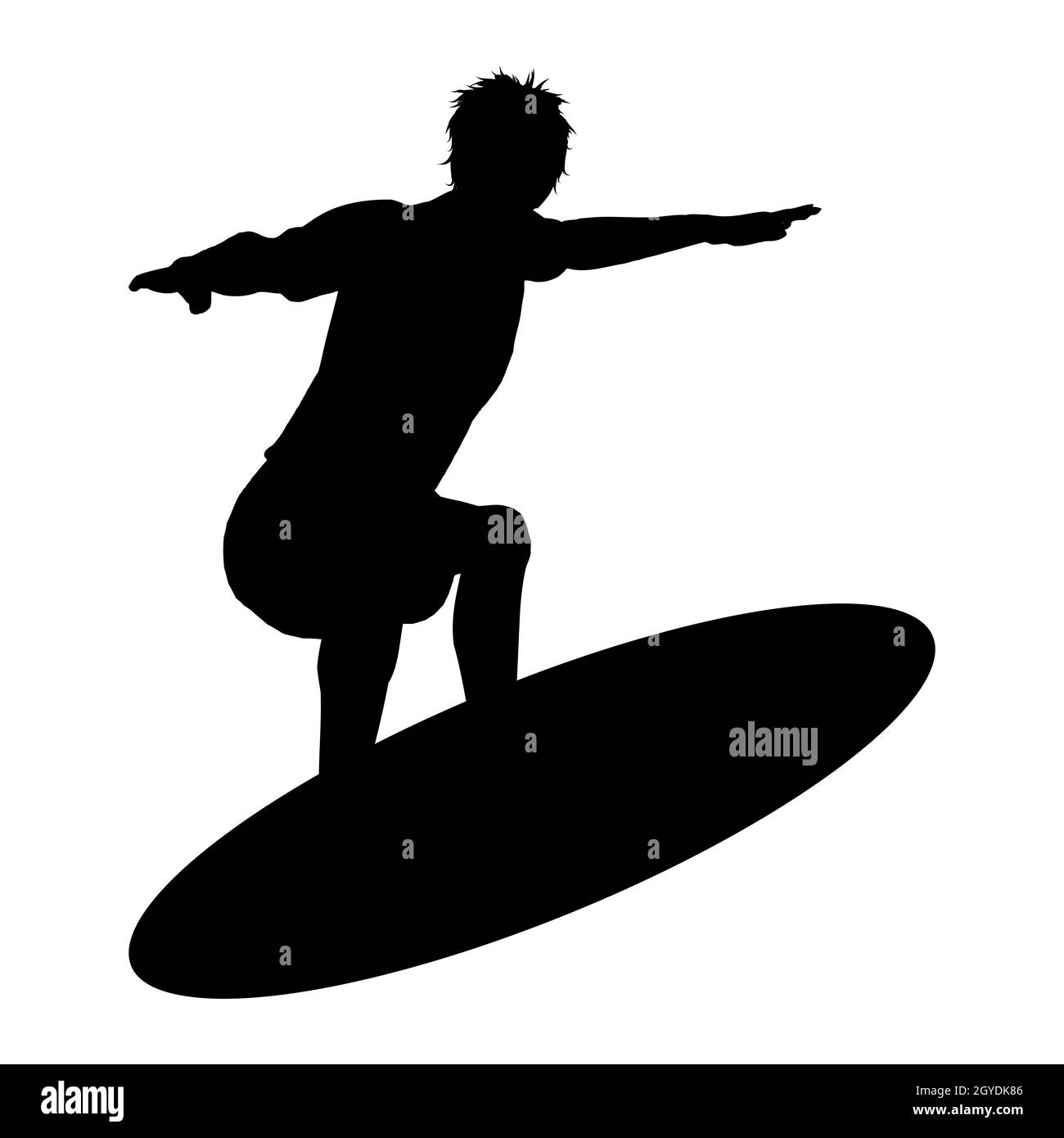 Silhouette d'un surfeur mâle sur une planche à voile Banque D'Images