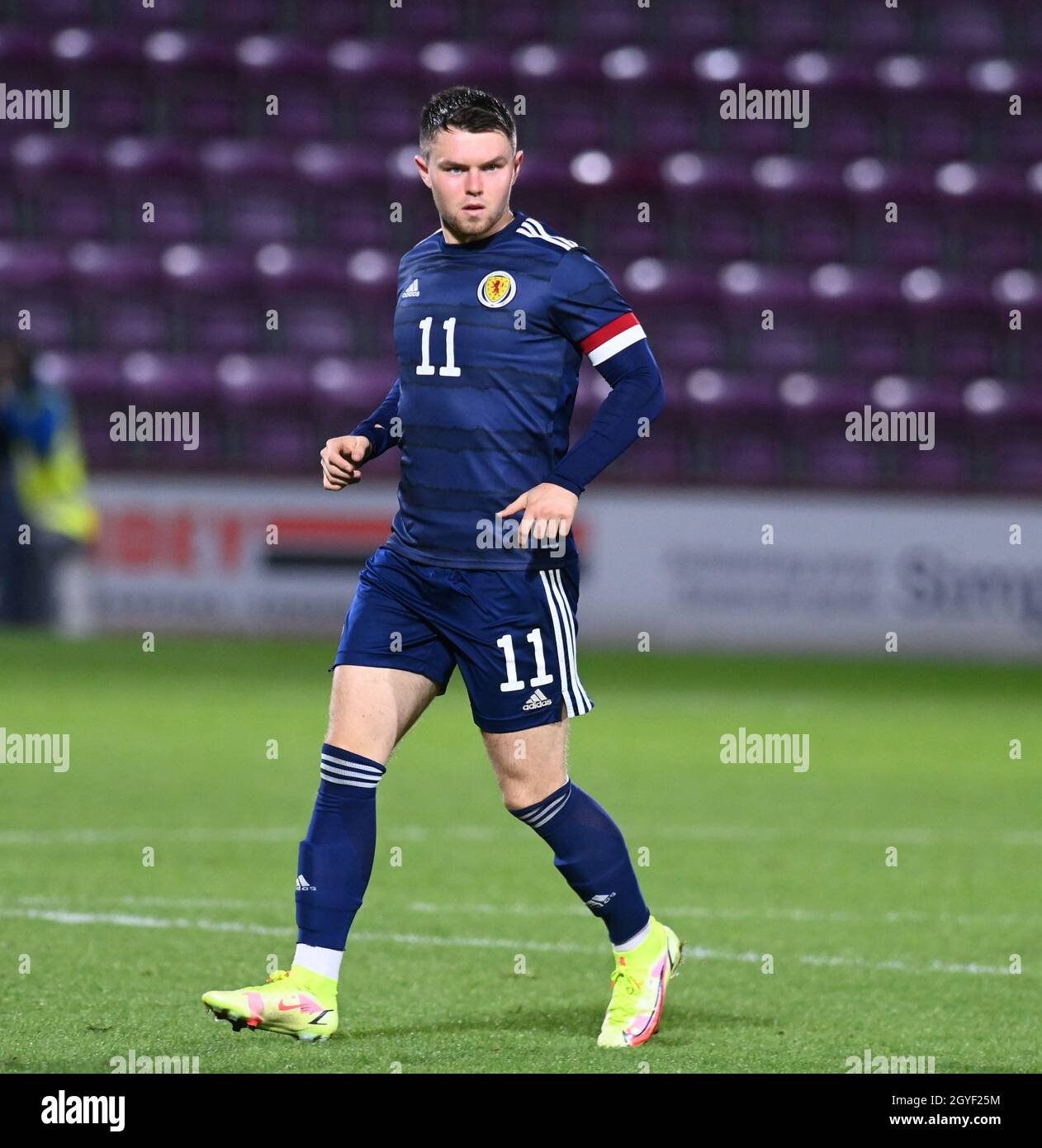 Tynecastle Park, Édimbourg, Écosse, Royaume-Uni.7 octobre 2021.Championnat UEFA des moins de 21 ans qualification Ecosse / Danemark.11 Glenn Middleton Ecosse U-21 vs Danemark U-21 crédit: eric mccowat/Alay Live News Banque D'Images