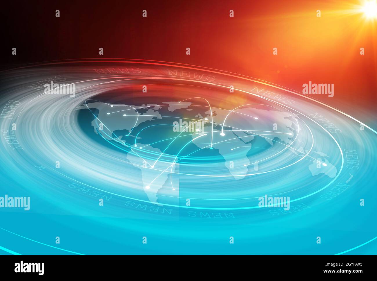 Toile de fond avec des lignes de connexion à travers les continents et les pays. Commerce d'affaires et concept de voyage.illustration 3d Banque D'Images