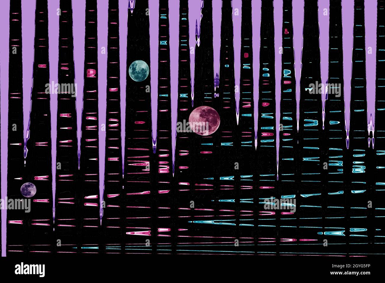 LUNE COSMIQUE : MISSION FRONTIÈRE - les trois corps lunaires gouvernant le Royaume spatial rencontrent une atmosphère extraterrestre étrange dans le verset du temps. Banque D'Images
