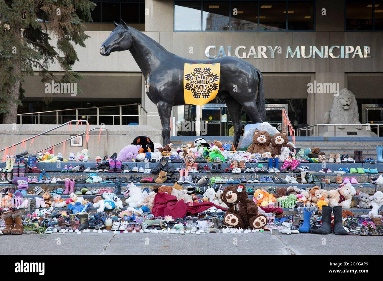 Mémoire aux enfants autochtones des pensionnats qui ont perdu la vie et ont survécu à la première Journée nationale de vérité et de réconciliation au Canada Banque D'Images