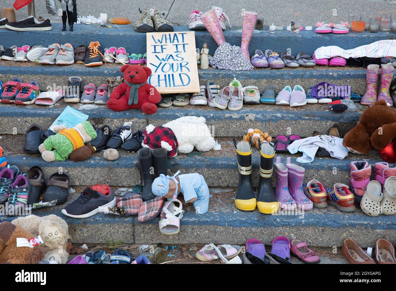 Mémoire aux enfants autochtones des pensionnats qui ont perdu la vie et ont survécu à la première Journée nationale de vérité et de réconciliation au Canada Banque D'Images