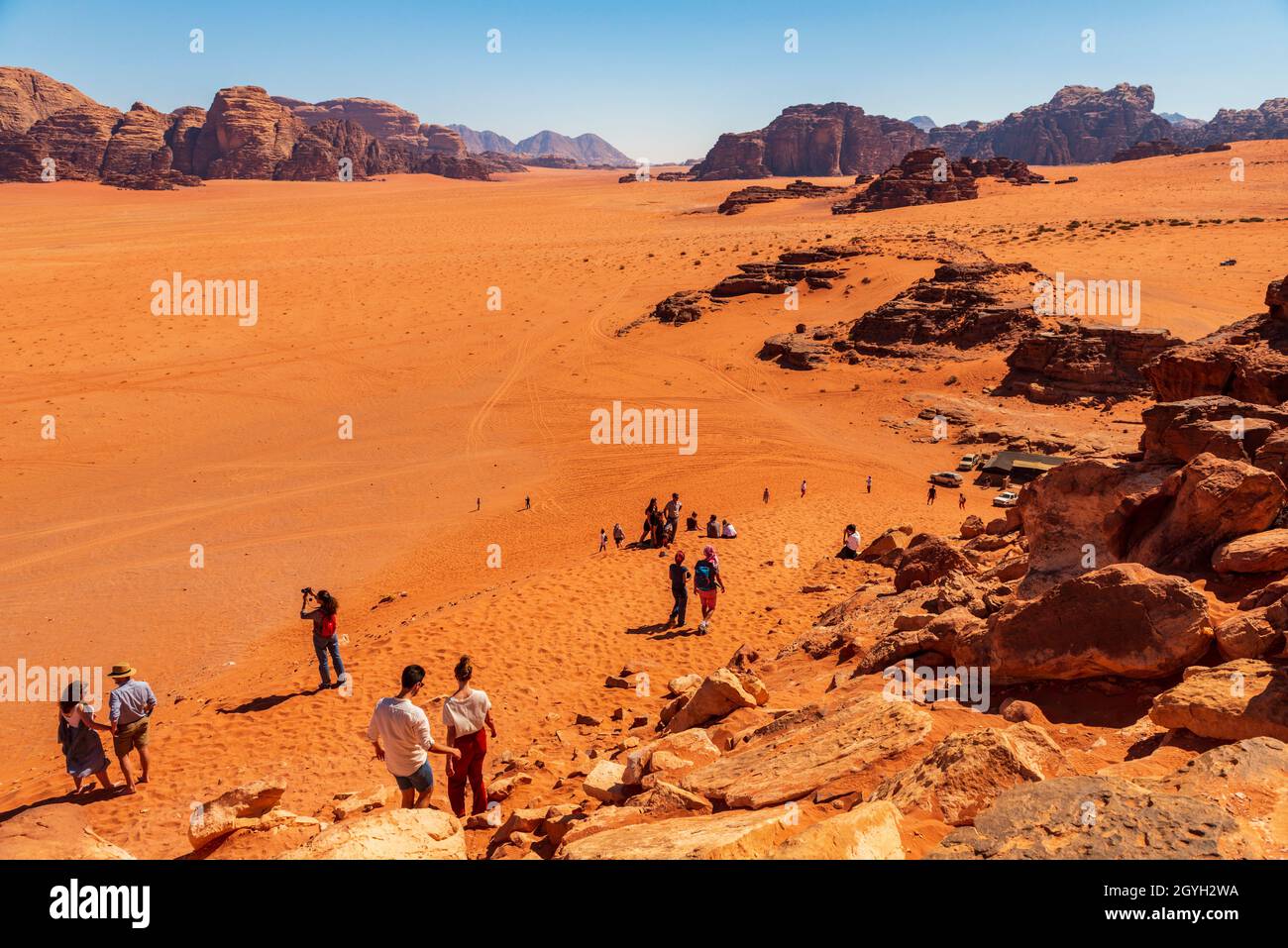 JORDANIE, DÉSERT DE RHUM WADI (SITE CLASSÉ AU PATRIMOINE MONDIAL DE L'UNESCO) Banque D'Images