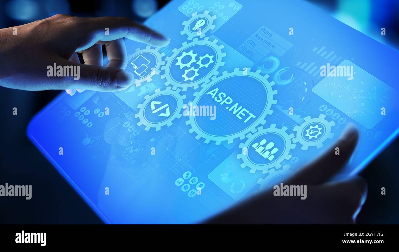ASP.NET concept de langage de programmation de développement sur écran virtuel. Banque D'Images