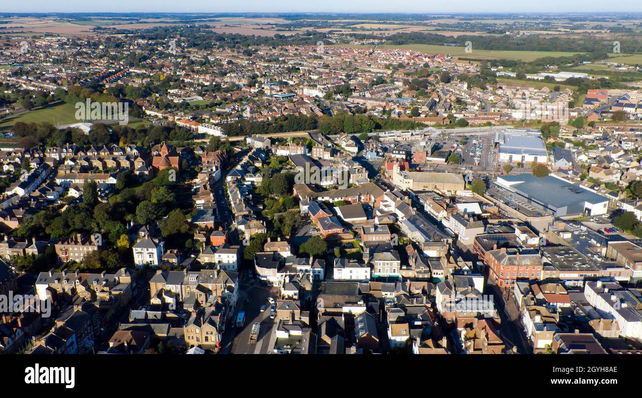 Vue aérienne du centre-ville de Deal Banque D'Images