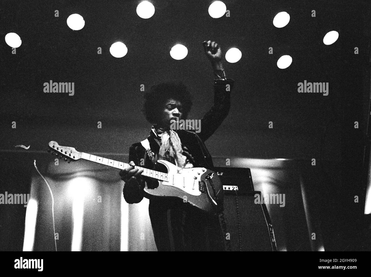 Jimi Hendrix 1967 à Helsinki, Maison de la culture.Photo de Hannu Lindroos / Lehtikuva Banque D'Images