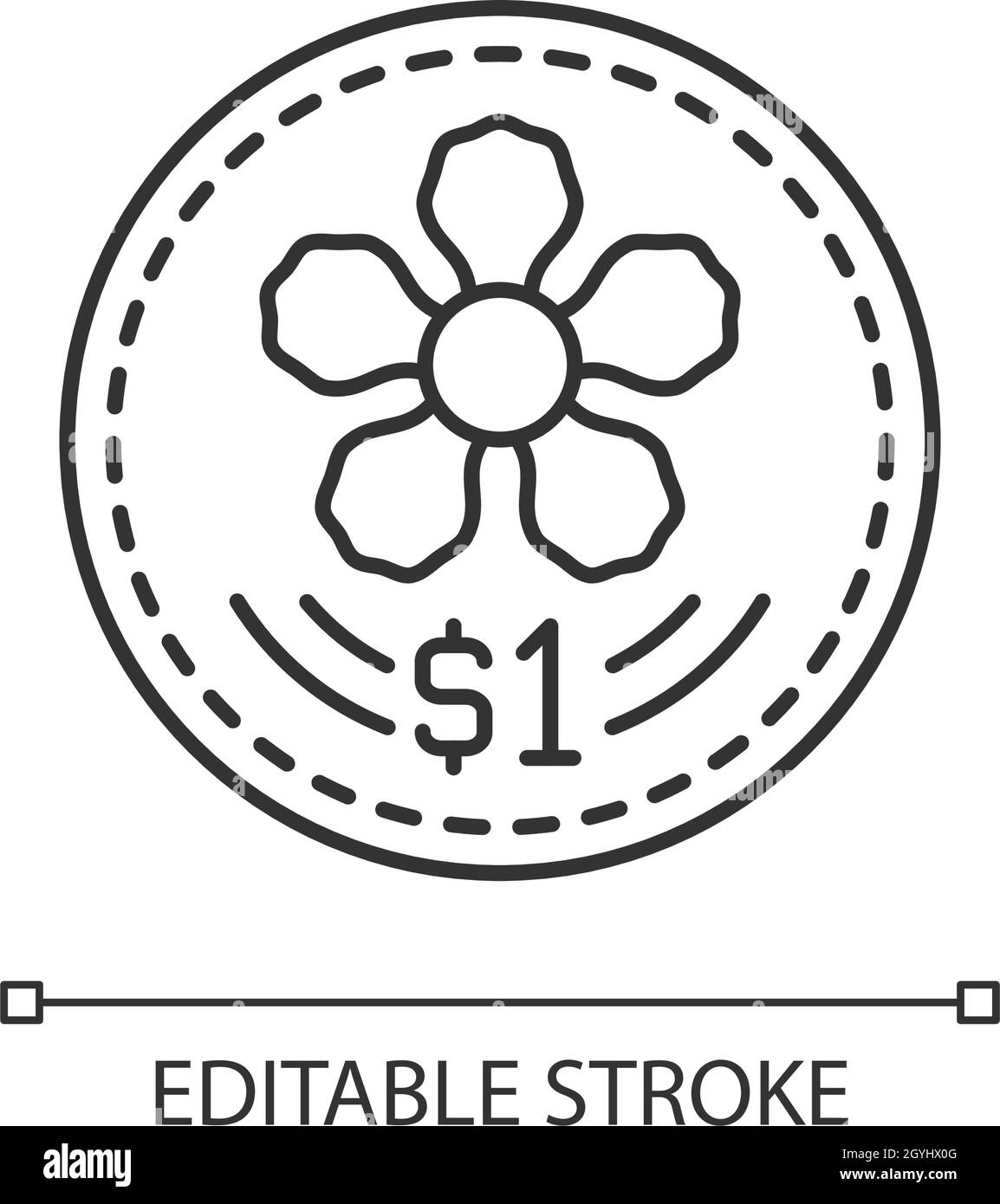 Icône linéaire de conception de pièces de monnaie Illustration de Vecteur