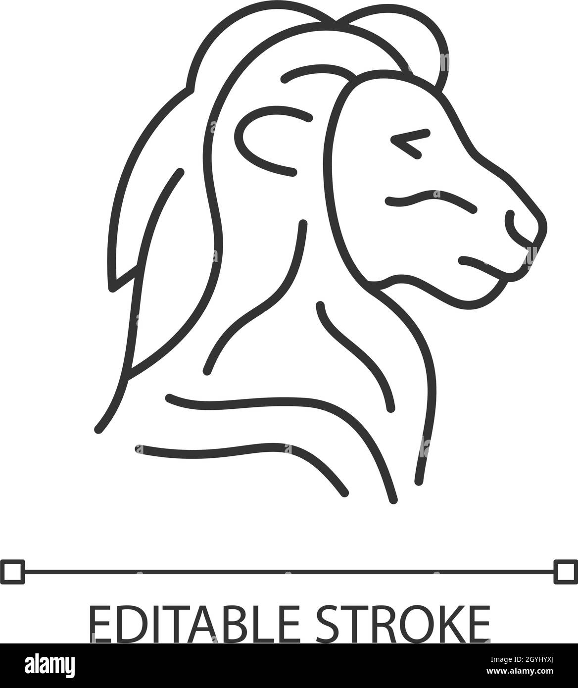 Icône linéaire du symbole de la tête du lion Illustration de Vecteur