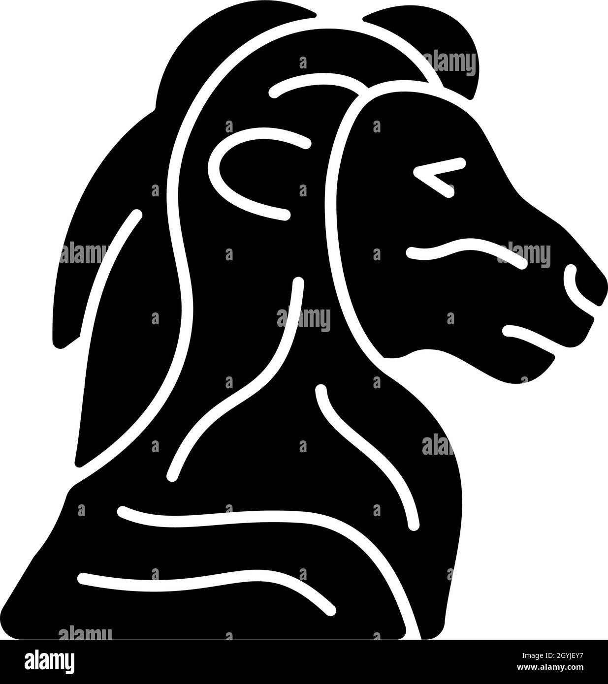 Icône en forme de tête de lion en forme de glyphe noir Illustration de Vecteur