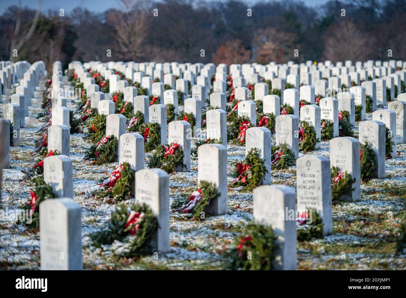 Couverture de neige Section 54 au cimetière national d'Arlington, Arlington, Virginie, 8 janvier 2020.(É.-U.Photo de l'armée par Elizabeth Fraser / Cimetière national d'Arlington / libéré) Banque D'Images