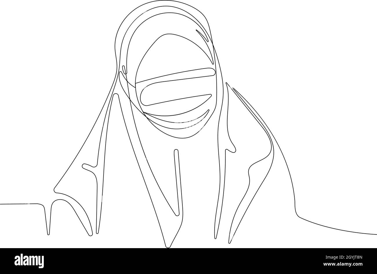 Femme musulmane asiatique portant le hijab et un masque médical Illustration de Vecteur