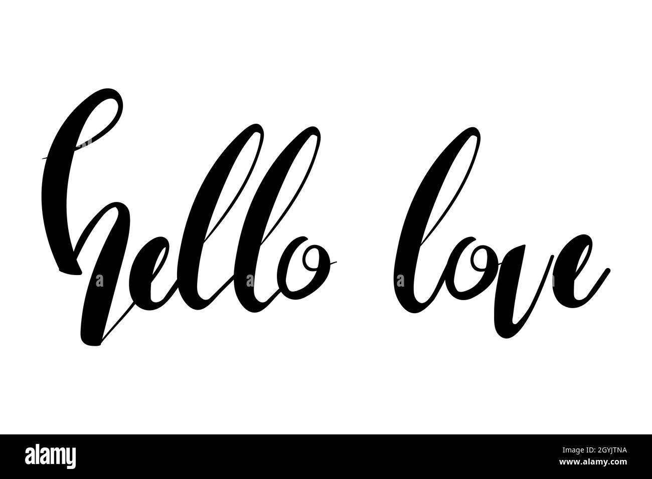 Citation de lettrage de vecteur Hello Love.Texte pour la Saint-Valentin.Illustration dessinée à la main.Isolé sur fond blanc Illustration de Vecteur
