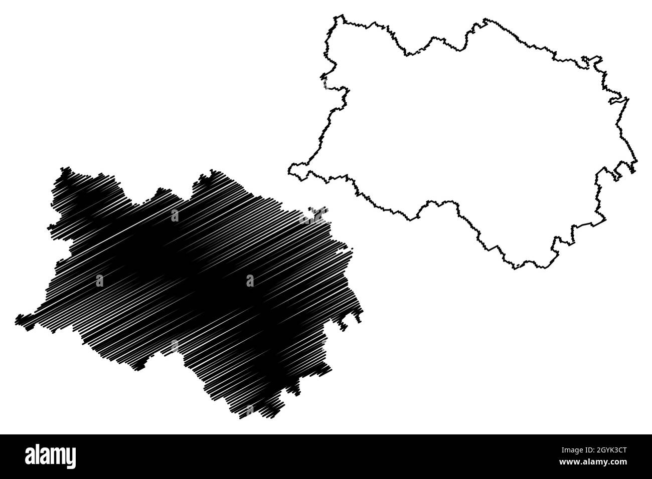 District de Kannauj (État de l'Uttar Pradesh, République de l'Inde) carte illustration vectorielle, scribble croquis carte de Kannauj Illustration de Vecteur