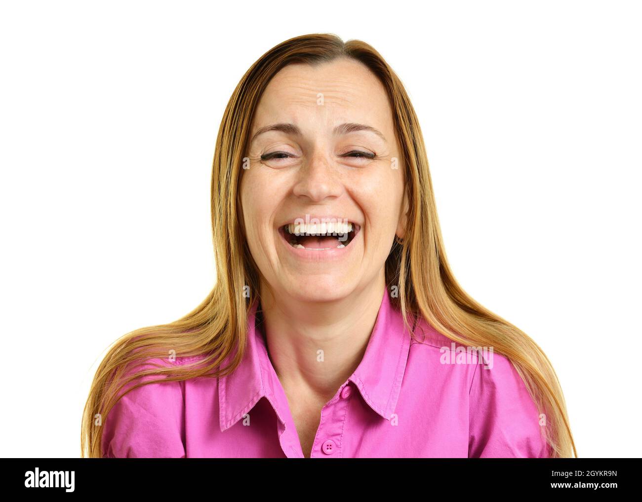 Femme riant Banque D'Images