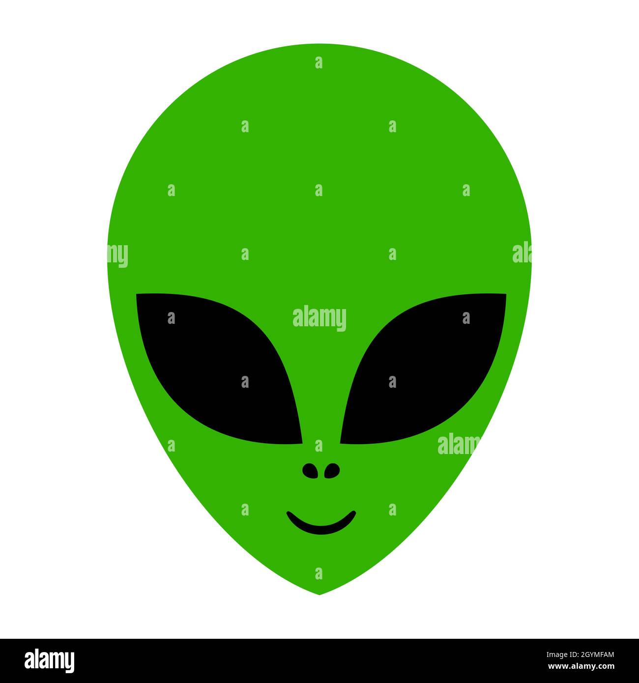 illustration d'arrière-plan blanc avec tête vert extraterrestre Banque D'Images