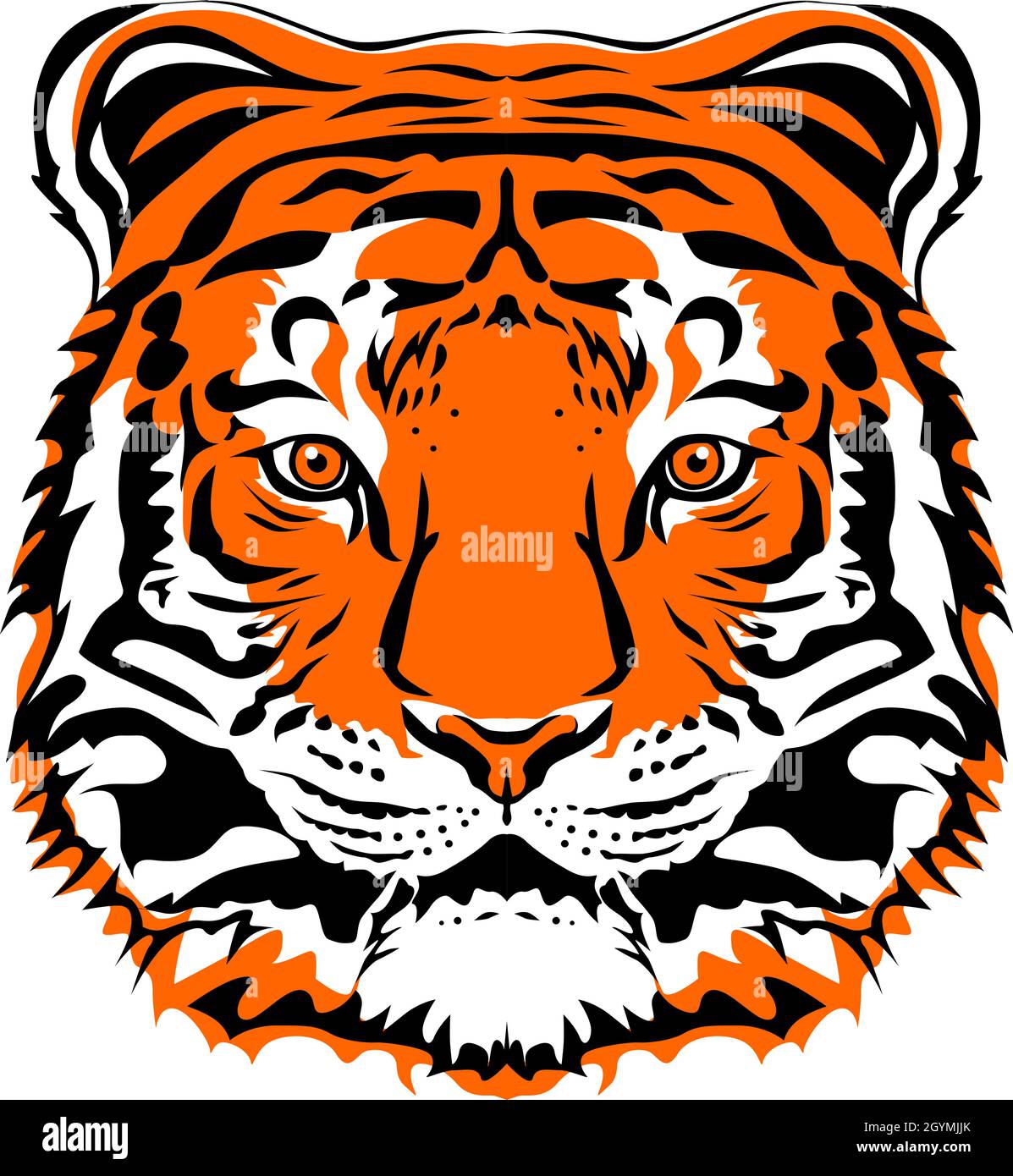 Dessin visage de tigre - symbole de la nouvelle année 2022 pour affiche, brochure, bannière, carte d'invitation. Illustration vectorielle isolée sur fond transparent. Illustration de Vecteur