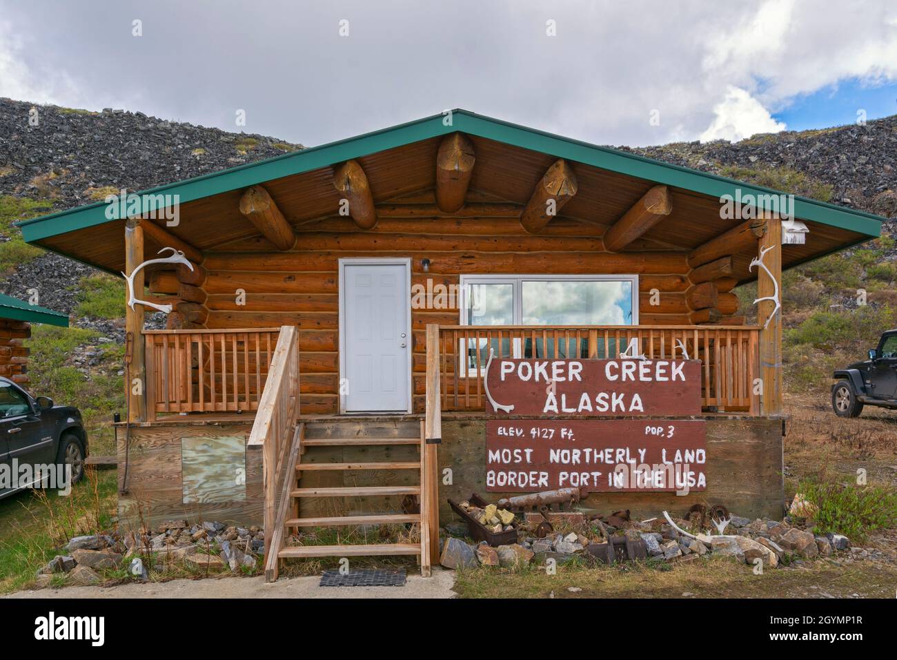 États-Unis, Alaska, Poker Creek, port frontalier terrestre le plus au nord des États-Unis Banque D'Images