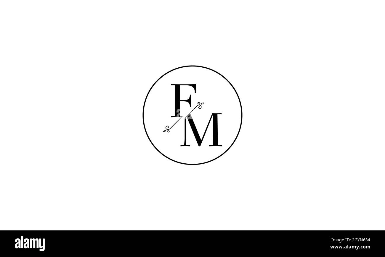 LETTRES LOGO FM AVEC EFFET D'ESPACE NÉGATIF POUR L'UTILISATION D'ILLUSTRATIONS Illustration de Vecteur