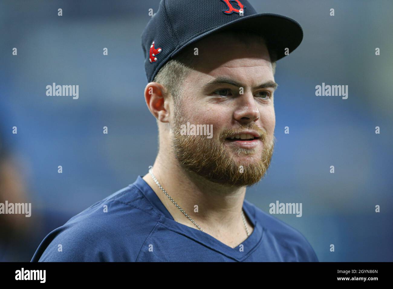 Saint-Pétersbourg, Floride.États-Unis; Boston Red Sox deuxième baseman Christian Arroyo (39) à la pratique avant le match avant la série de division de la Ligue américaine à Tropic Banque D'Images