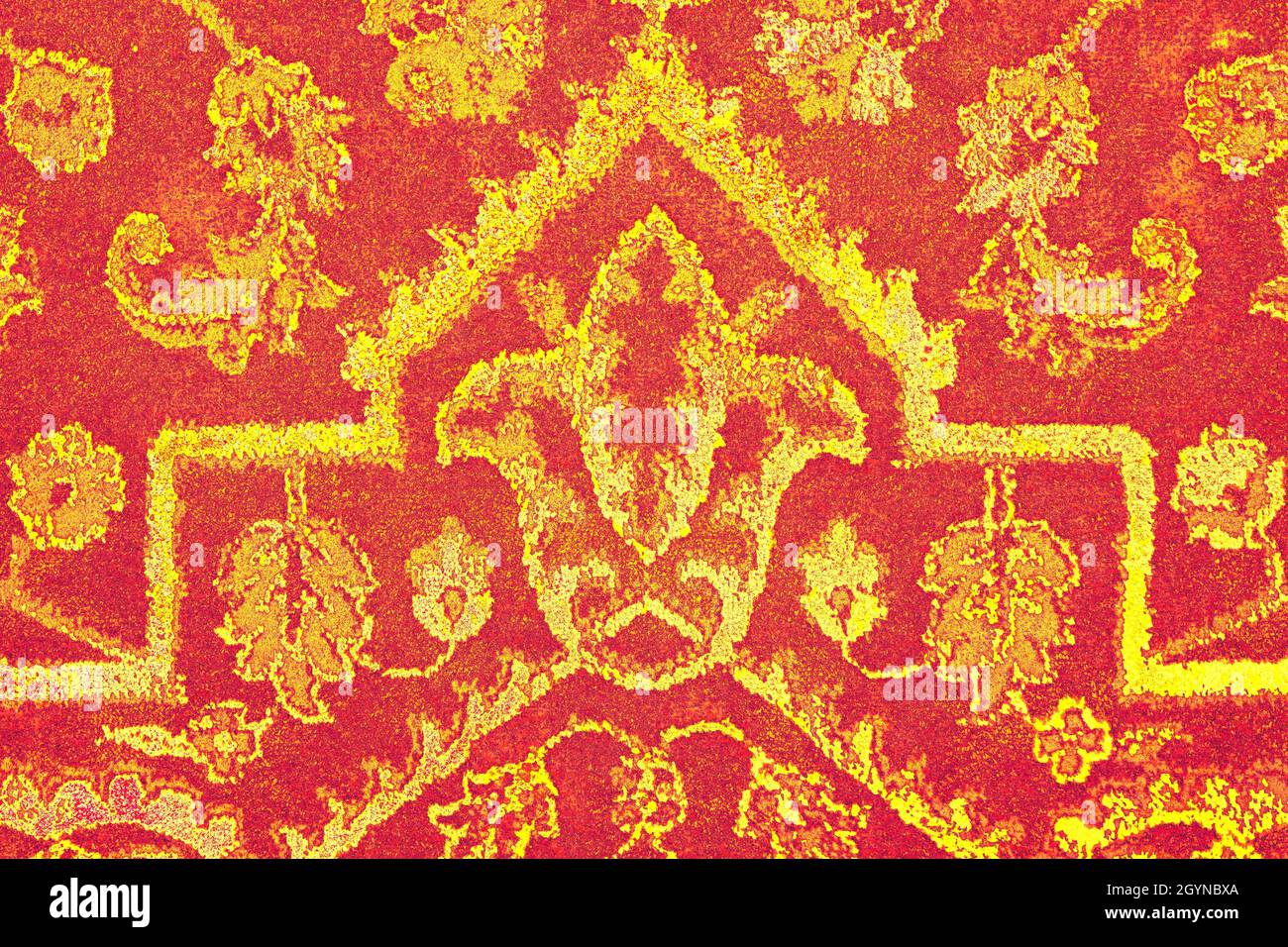 Arrière-plan abstrait ou texture avec des motifs de couleurs jaune et rouge dans le style oriental Banque D'Images