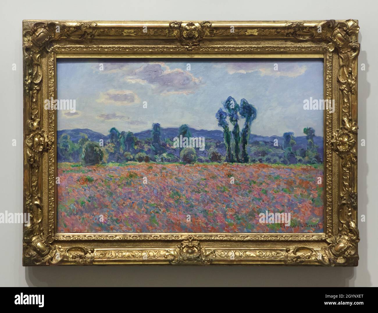 Peinture 'Poppy Field' du peintre impressionniste français Claude Monet (1890-1891) exposée à l'exposition 'les icônes de l'art moderne de la collection Morozov' de la Fondation Louis Vuitton à Paris, France.L'exposition se déroule jusqu'au 22 février 2022. Banque D'Images