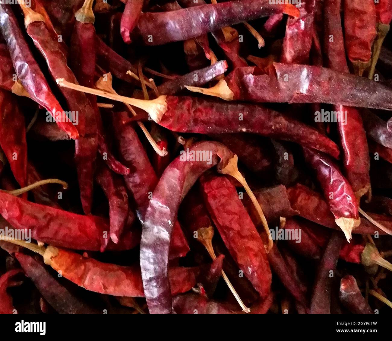 long piment rouge à l'épicerie Banque D'Images