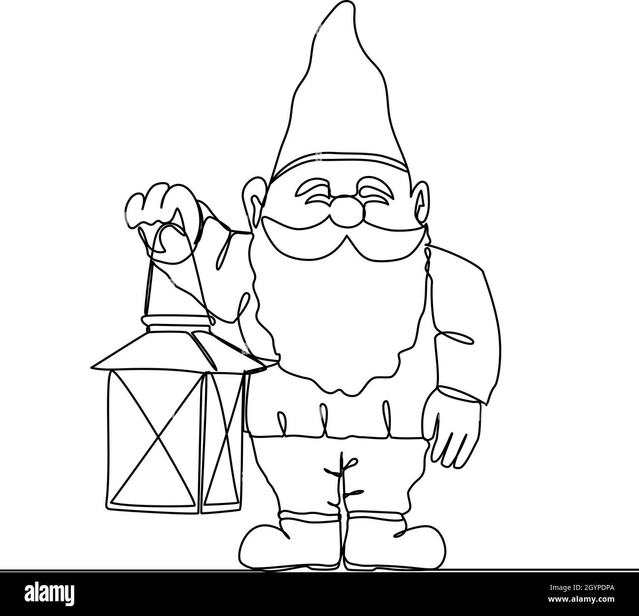 Petit gnome de jardin avec lanterne Illustration de Vecteur