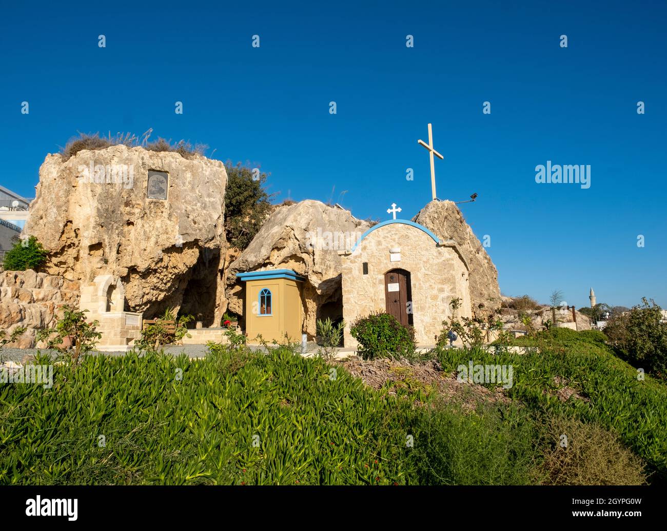 Petit sanctuaire chrétien et chapelle, Kâmil Toçan, Moutallos, Paphos, Chypre. Banque D'Images