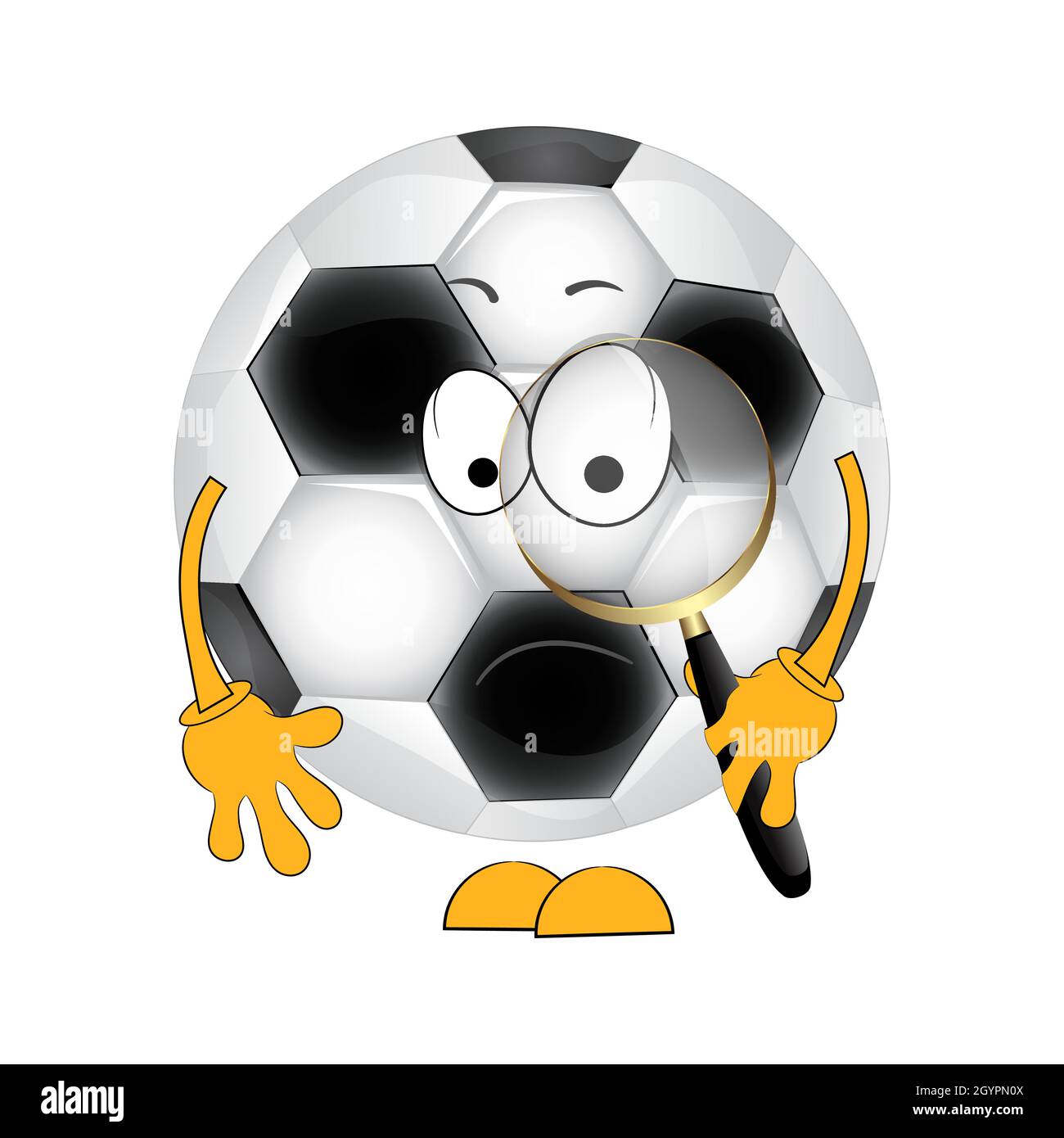 Une boule de football à dessin animé avec une loupe.Illustration vectorielle. Illustration de Vecteur