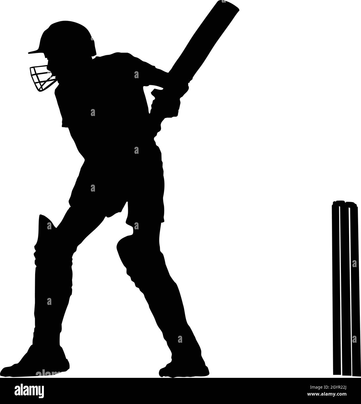 Silhouette vectorielle d'un batteur de cricket Illustration de Vecteur