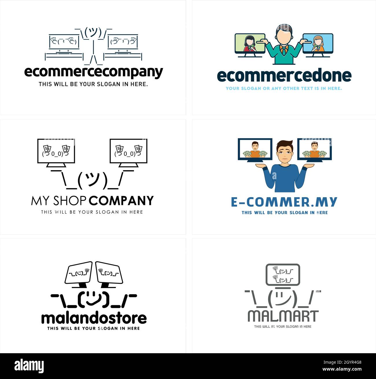 Ensemble d'informateur marketing publicité logo design Illustration de Vecteur
