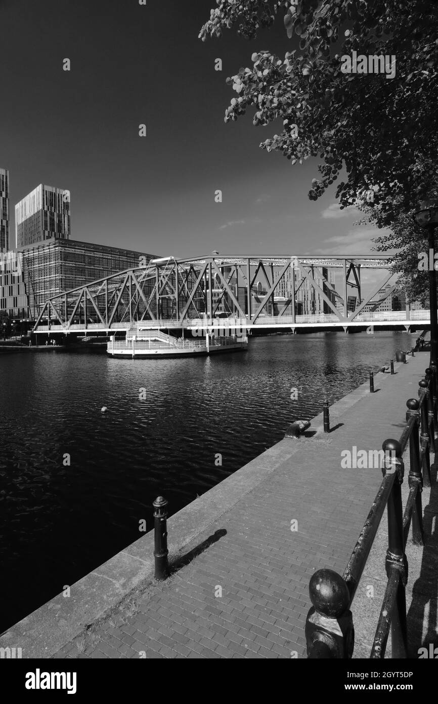Le pont Detroit dans le bassin Érié, Salford Quays, Manchester, Lancashire, Angleterre,ROYAUME-UNI Banque D'Images