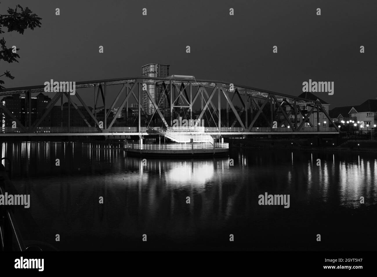 Le pont Detroit dans le bassin Érié, Salford Quays, Manchester, Lancashire, Angleterre,ROYAUME-UNI Banque D'Images