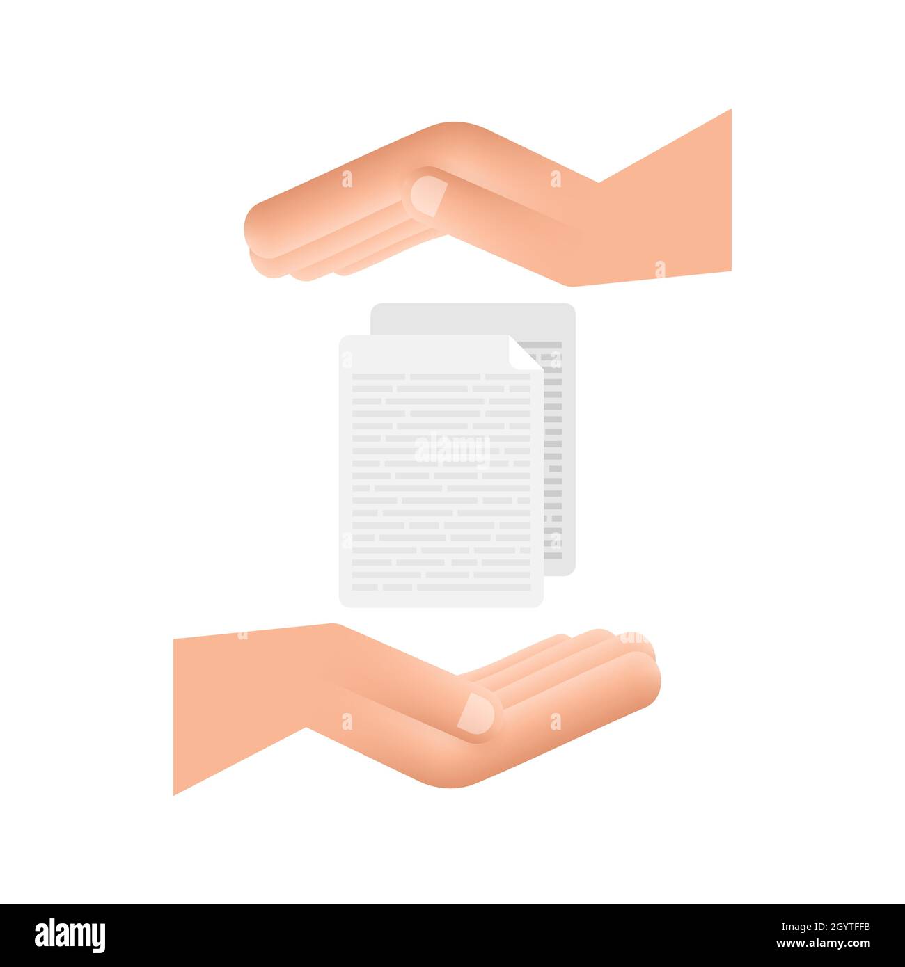 Documents papier de style plat dans les mains.Conception vectorielle.Icône entreprise.Conception plate. Illustration de Vecteur