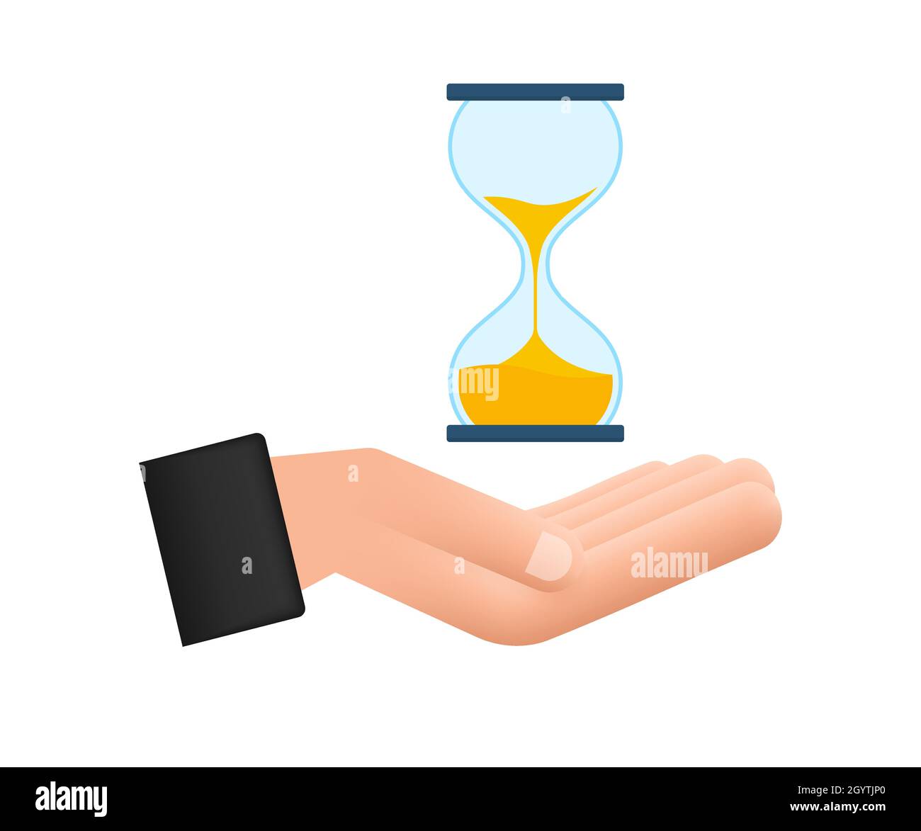 HourGlass entre les mains.Sablier avec minuterie en verre comme compte à rebours.Illustration du stock vectoriel. Illustration de Vecteur