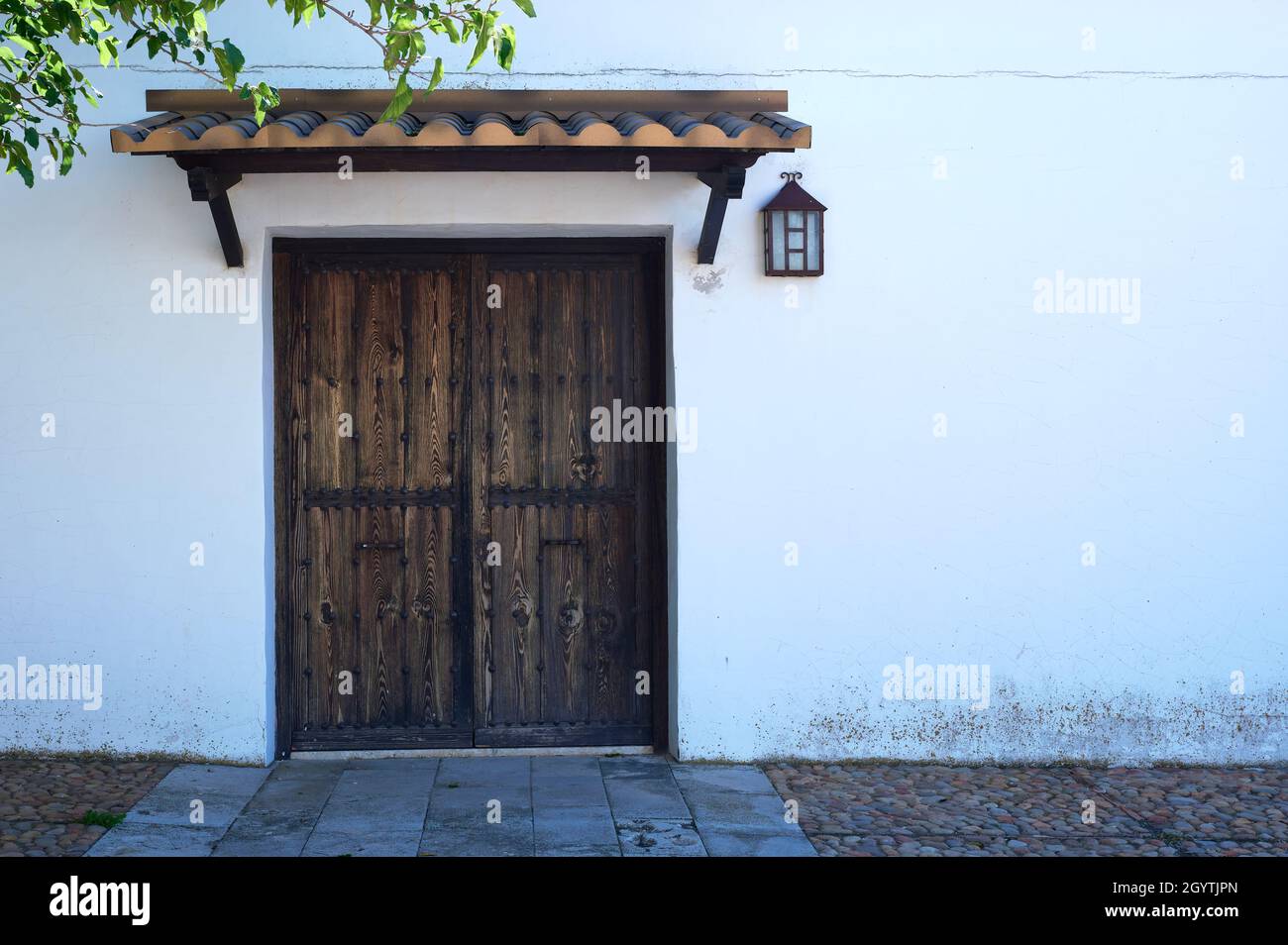 Détail d'une ancienne porte en bois d'une maison castillane Banque D'Images