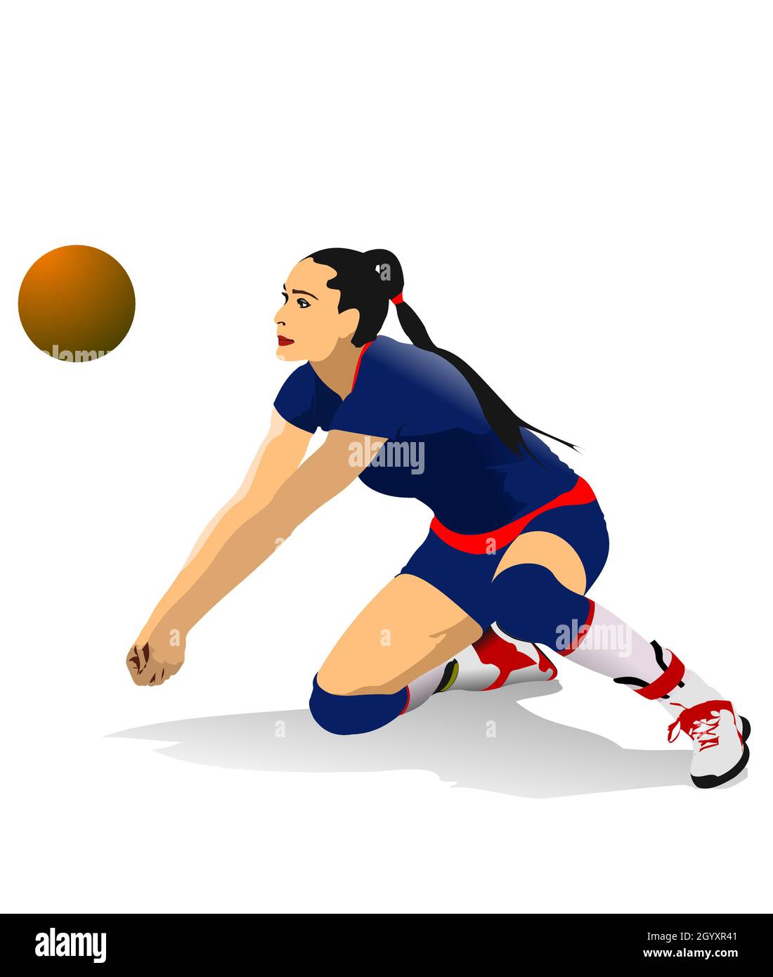 Joueur de volley-ball professionnel masculin isolé sur blanc.illustration de couleurs vectorielles 3d Illustration de Vecteur